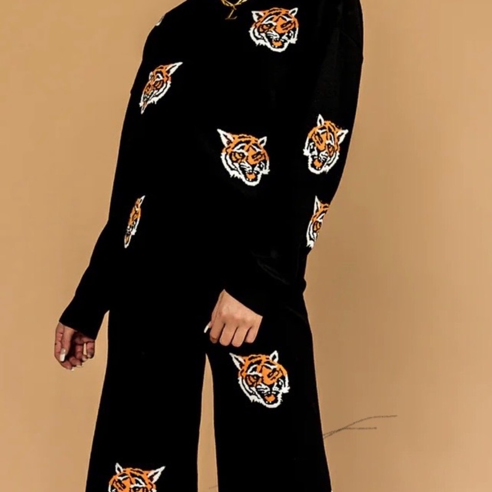 Dressed in LALA Fierce Female Tiger Knit Playsuit